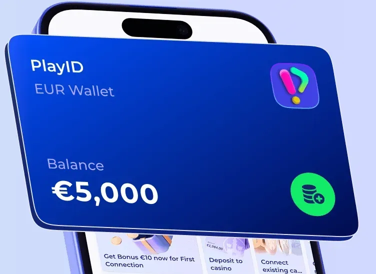 Interface mobile de la playid app affichant le solde du portefeuille en euros et les fonctionnalités de dépôt