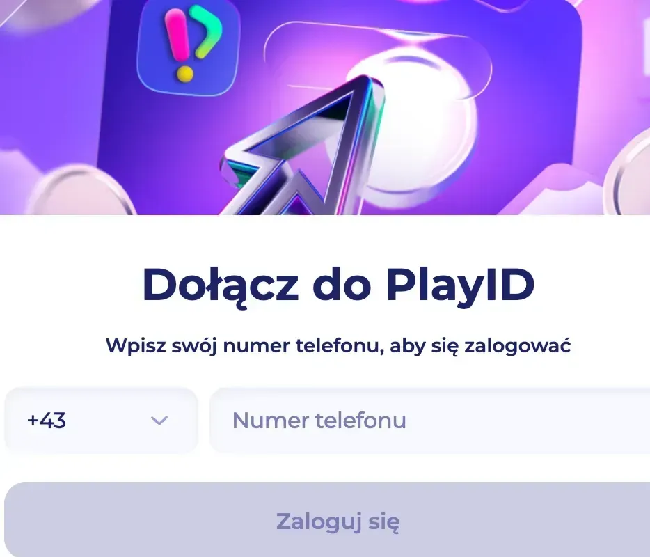 Szybki playid login przez skanowanie kodu QR i numer telefonu